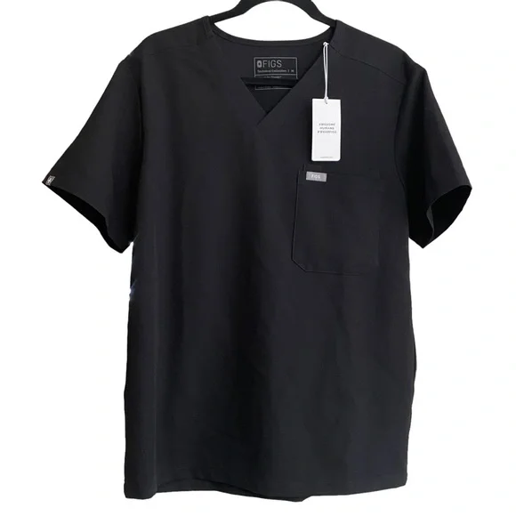 FIGS  SCRUBS TOP MENS BLACK NWT MEDIUM - Picture 6 of 7